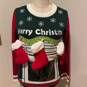 Festive Christmas Sweater with Red and Green Accents